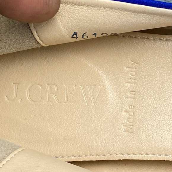 J.Crew Ballet Flats Womens 7 Blue Suede Italian Leather Almond Toe 46198 Italy - Picture 4 of 9
